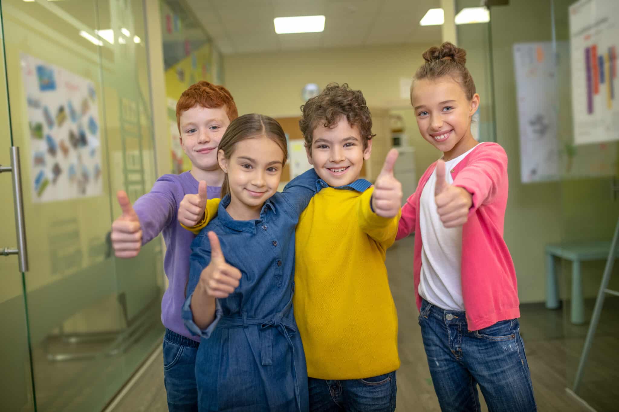 Children being satisfied with their day at school